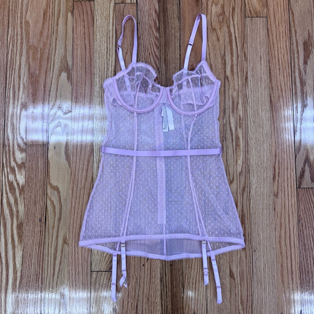 Victoria’s Secret Sheer Light Pink Lace Bustier